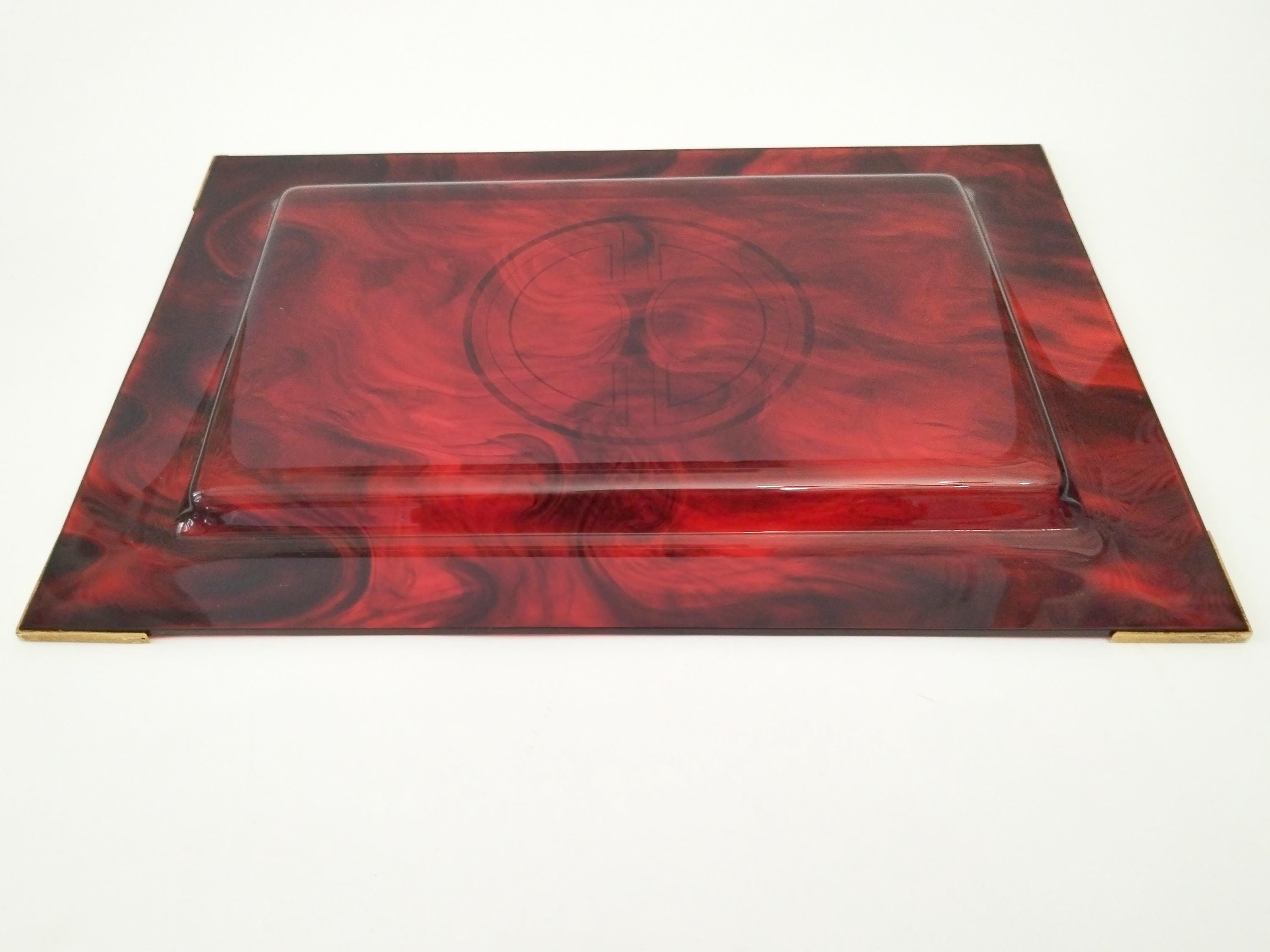 Faux Tortoise Shell Trays Circa 1970 Pair of Medium Size Lucite ...