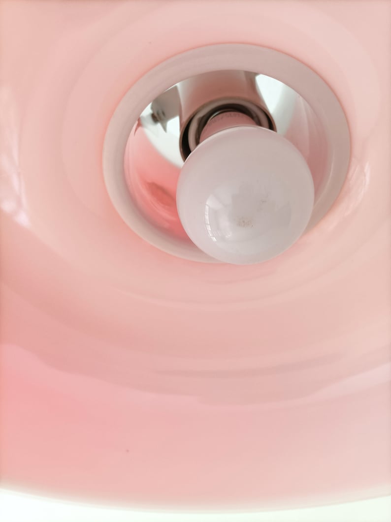 Mcm red and white space age methacrylate pendant light made in the 1970's red plexiglas light image 7