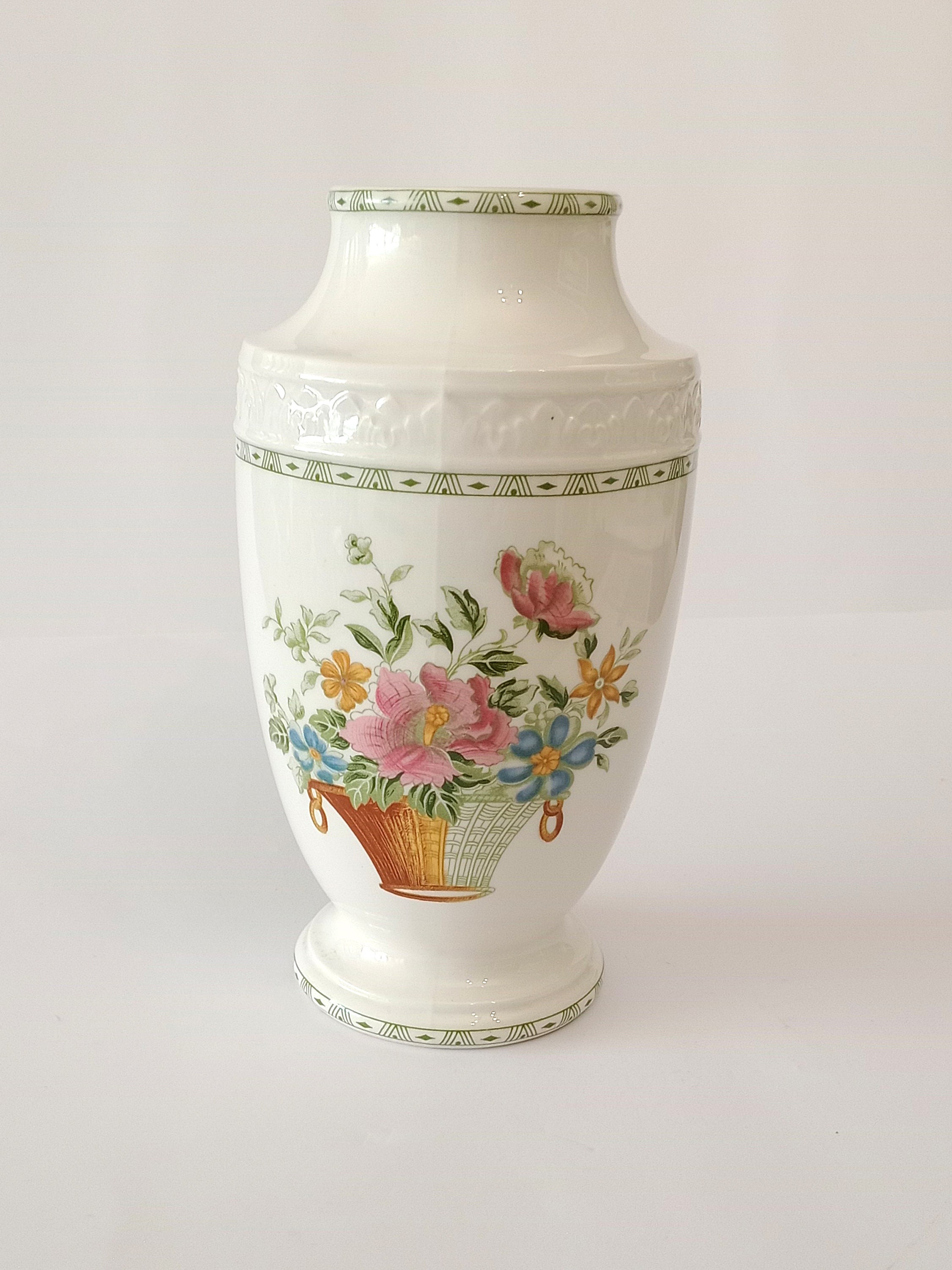 Large Vintage Ironstone Vase From La Cartuja De Sevilla Large Vintage Ironstone Vase From La Cartuja De Sevilla