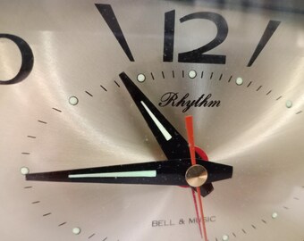 Vintage Rhythm Bell and Music Wind up Alarm Clock Japan