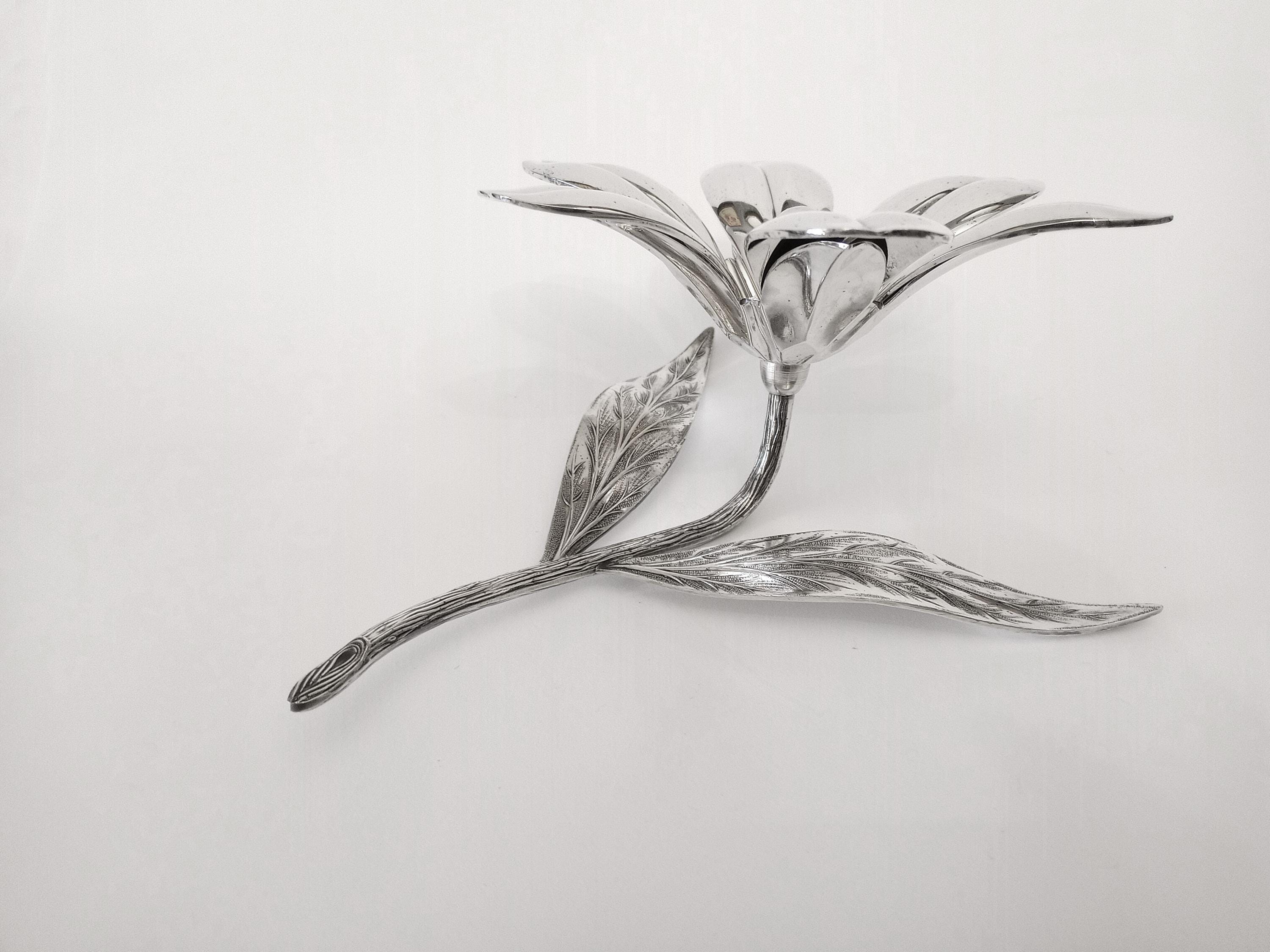 Silver Plated Flower Ashtray Circa 1960 Made by Plame Spain Large