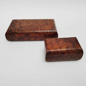 Burlwood houten kisten circa 1990 uit Azië Set van twee handgemaakte houten kisten trinket box sieradendoosje sigarettendoosje