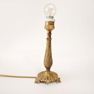 Antique Art nouveau ornate bronze table lamp circa 1940 small bronze lamp with flowers from Spain