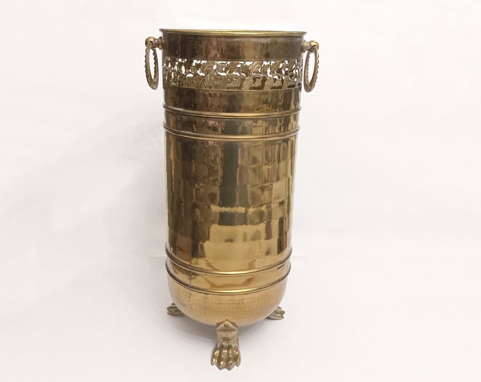 Vintage Brass Umbrella Stand From the 1970s Mcm Umbrella Stand or Walking Stick Holder Etsy