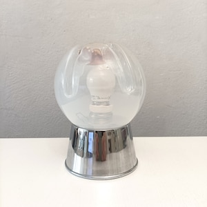 MCM Space age chrome table lamp with opaline globe Murano globe or pink opaline circa 1970