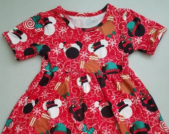 Girls Christmas Mouse Inspired Dress