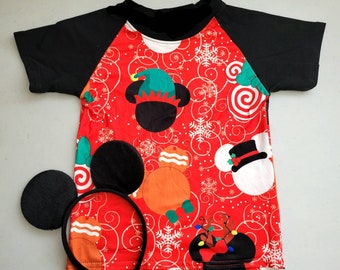 Girls Christmas Mouse Inspired Raglan Shirt