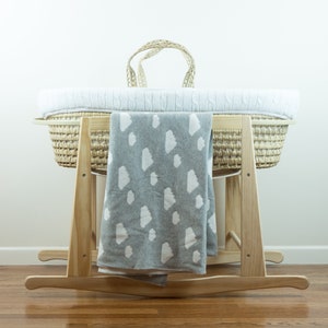 Super soft cotton baby blanket / comforter with cloud design in Blue, Grey or Pink image 1