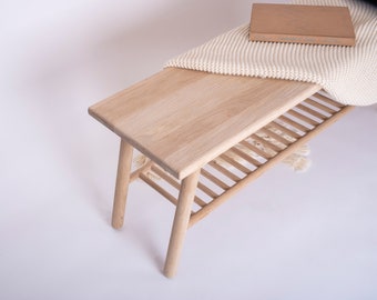 Slatted White Oak Entryway Bench