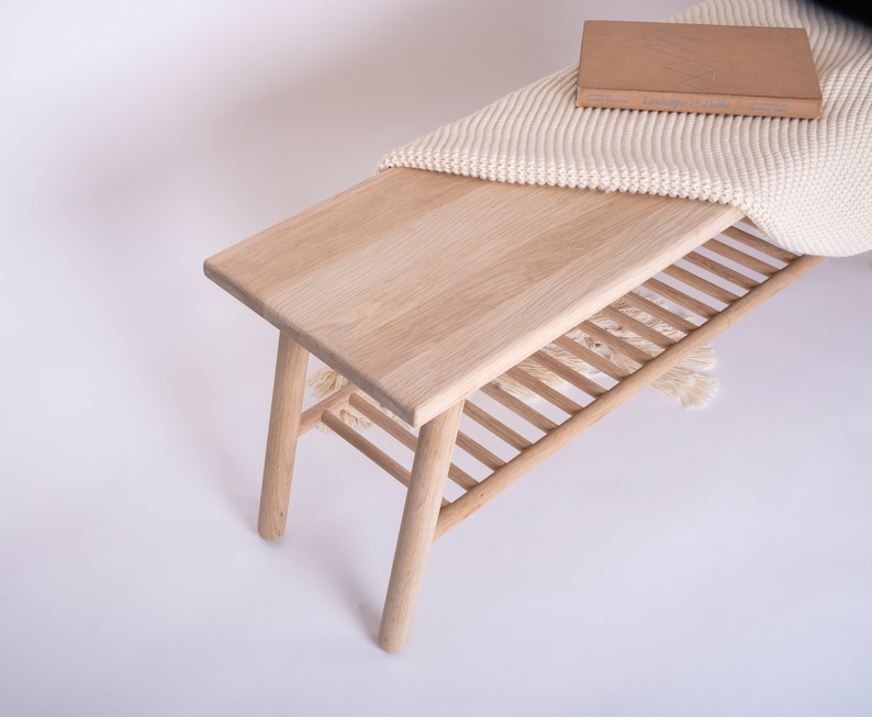 Slatted White Oak Entryway Bench Etsy