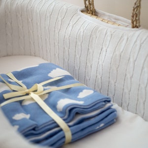 Super soft cotton baby blanket / comforter with cloud design in Blue, Grey or Pink image 7