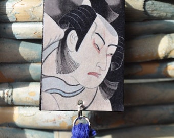 Japanese earrings-geisha earrings-artistic earrings-woodblock earrings-historical jewelry -Asian earrings-tassel earrings