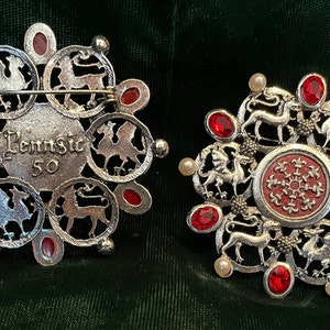 Pennsic brooch inspired by 14th century medieval ring brooches  personalized, custom colors