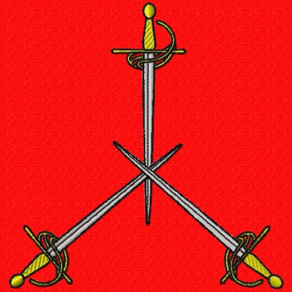 Machine embroidery design Master of Defense MOD SCA swords rapiers