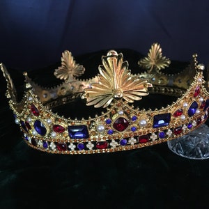 Ducal Medieval gold crown metal king queen  coronet pearls gems strawberry leaves,  personalized, custom colors