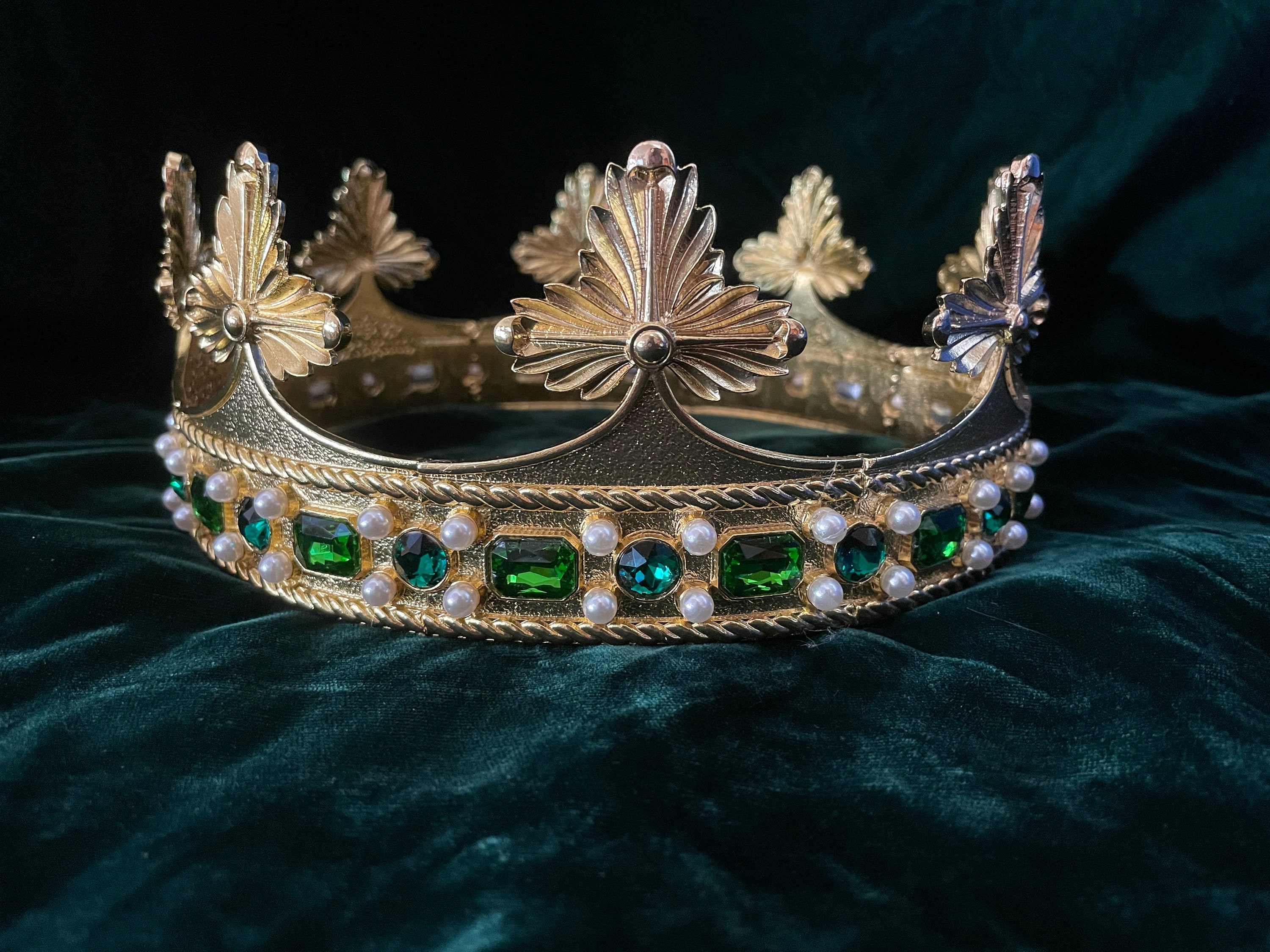 Ducal Medieval Gold Metal King Queen Crown Pearls Gems Etsy