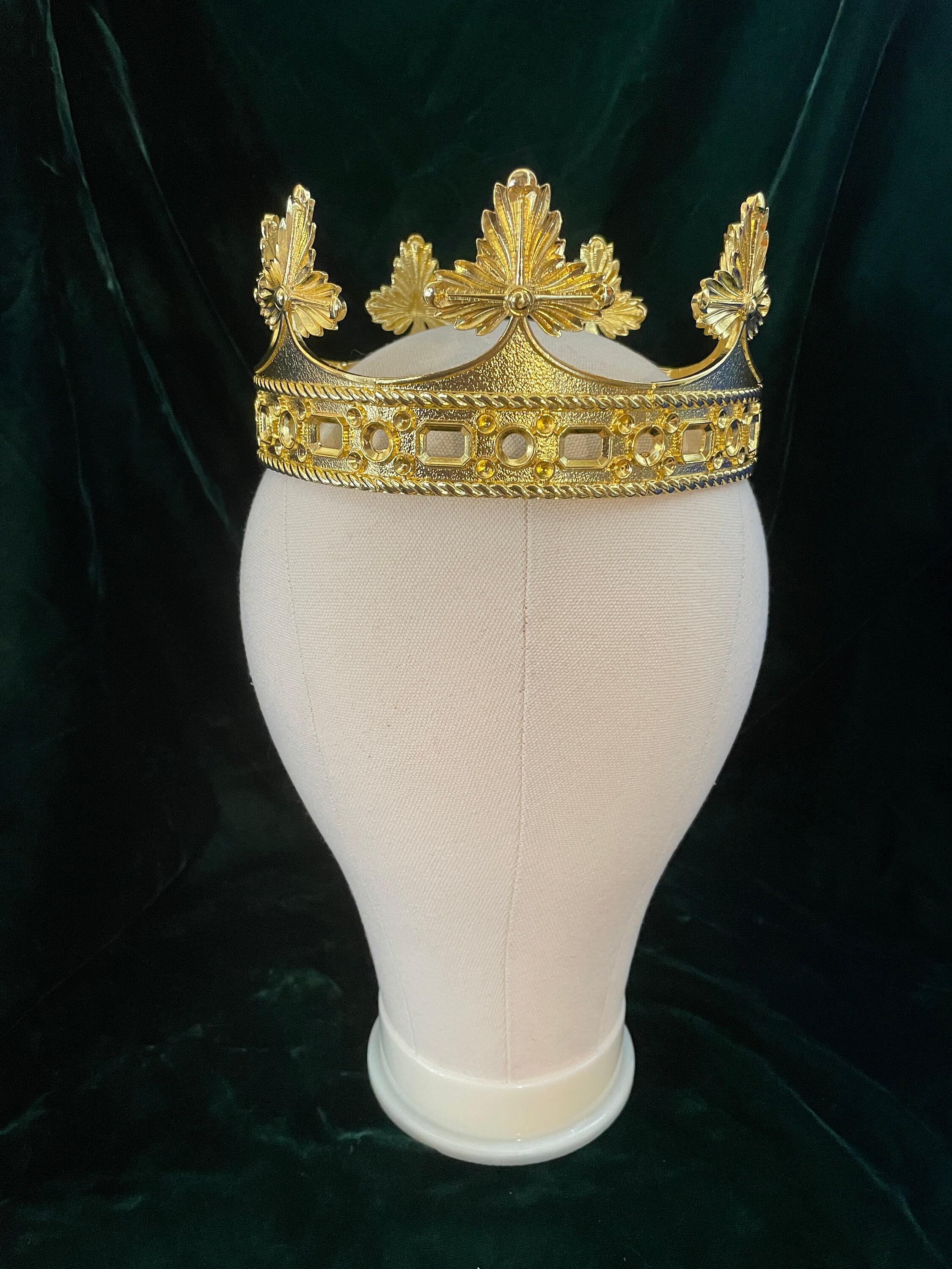 Ducal Medieval Gold Metal King Queen Crown Pearls Gems Etsy