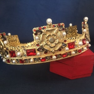 Crown with Tudor Roses! Gold, Silver, antique gold or antique silver  crown coronet, personalized, custom colors