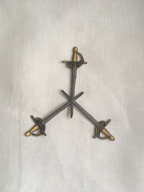 3 Crossed Swords Embroidered Iron on Patch Master of Defense 