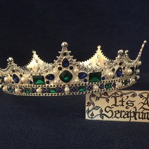 Father&#39;s Day Medieval gold or silver crown metal king queen baronial coronet pearls gems personalized