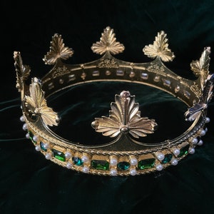 Ducal Medieval gold coronet metal king queen crown pearls gems strawberry leaves