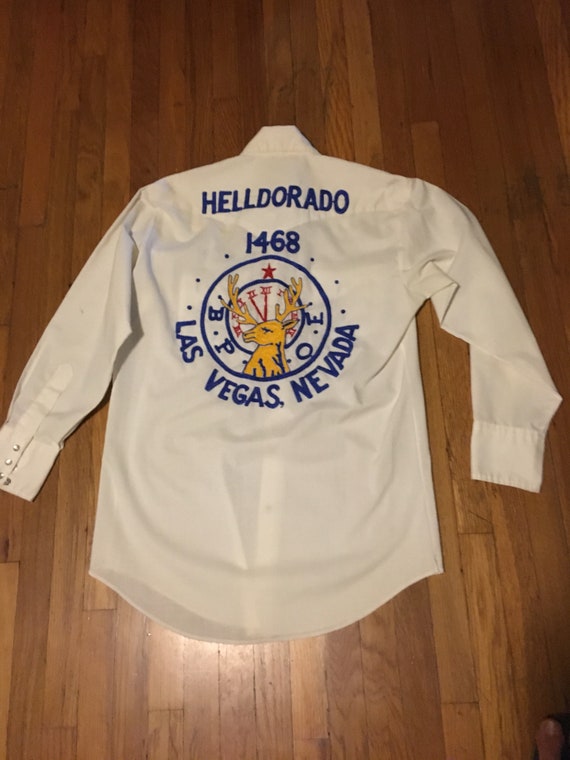 1970s embroidered elks club western snap shirt