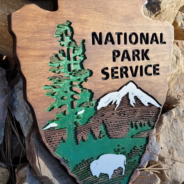National Park Service Pfeilspitze 3d Holz geschnitzt und handbemalt