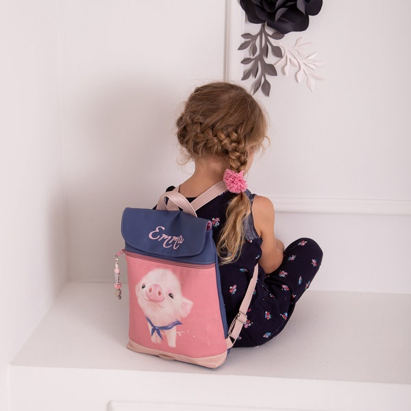 Tessy backpack for girls | Kids backpack piggy | Preschool backpack | toddler backpack | backpack children | gym bag | with name