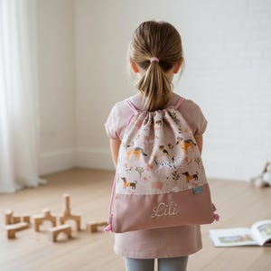 Personalisierte Kinderkordelzugtasche | wasserdichte Tasche für den Schulanfang | Tasche | Turnbeutel | Badetasche | Sporttasche |  Bestickte Kordelzug Tasche