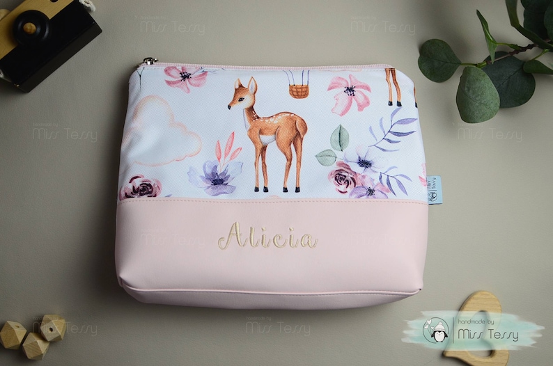 Wasserabweisende Kulturtasche Tierdesign Kolibris Geburtstagsgeschenk Kinder Kulturtasche necessaire Kunstleder personalisiert deer