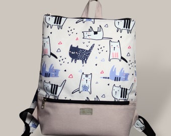 Zippered Backpack for girls | Mini backpack kitten |  backpack girl | backpack toddler women | small backpack | rucksack | mini rucksack |