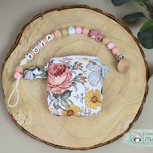 Pacifier Bags floral for girls | Pacifier Pouch Pacifier | Dummy Pouch | Pacifier Pocket artificial leather | Pacifier Case| Baby Gift