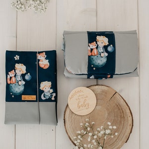 Waterproof personalized gift | baby shower set | Baby Gift Set | Baby girl | diaper clutch | waterproof travel changing mat | flowers beige