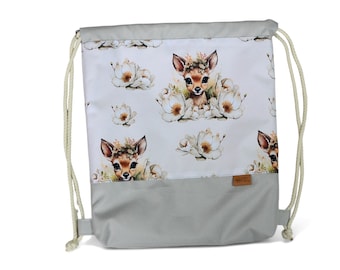 Bolsa con cordón personalizada / ciervos / impermeable / Mochila con cordón personalizada / mochila para niños / Bolsa con cordón con nombre / bolsa de gimnasio