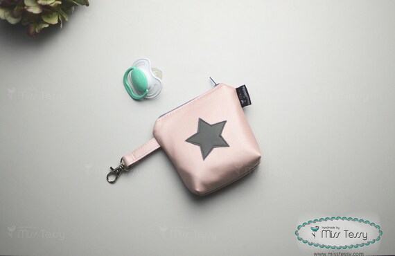 Dummy Pouch Pacifier Pouch Pacifier Stars Pacifier Bags in 4 colors Pacifier Pocket artificial leather Pacifier Case| Baby Gift