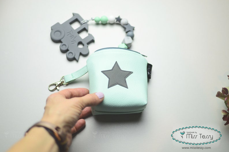 Dummy Pouch Pacifier Pouch Pacifier Stars Pacifier Bags in 4 colors Pacifier Pocket artificial leather Pacifier Case| Baby Gift