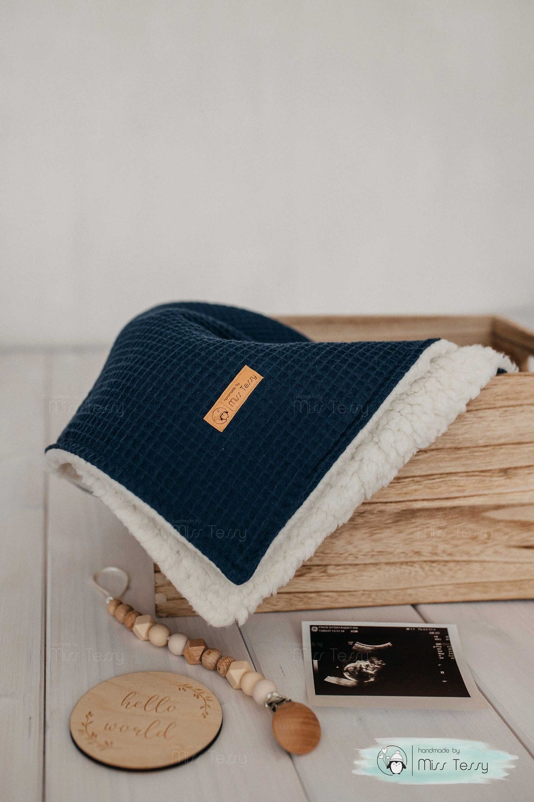 Embroidered Winter Baby Blanket Blue for Boys Embroidered Cuddly