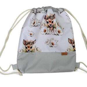 Personalized kids backpack | waterproof back to school bag | pe bag | gymnastic bag | swim bag | sports bag | Embroidered Drawstring Bag beautiful doe