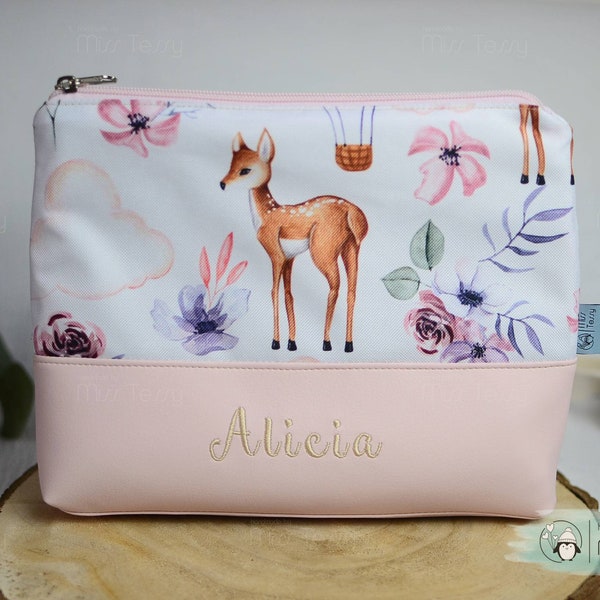 Waterproof Culture bag with name | for girls | birthday gift kids toiletry bag | gift for girl | necessaire artificial leather personalized