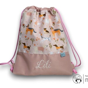 Personalized kids backpack | waterproof back to school bag | pe bag | gymnastic bag | swim bag | sports bag | Embroidered Drawstring Bag dogs