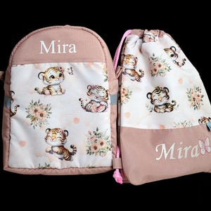 Personalized kids backpack | waterproof back to school bag | pe bag | gymnastic bag | swim bag | sports bag | Embroidered Drawstring Bag mini tiger