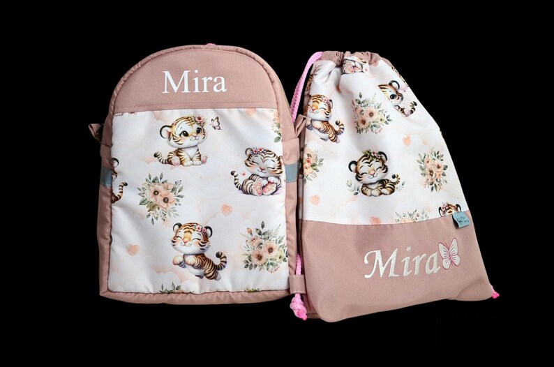 Personalized kids backpack | waterproof back to school bag | pe bag | gymnastic bag | swim bag | sports bag | Embroidered Drawstring Bag mini tiger