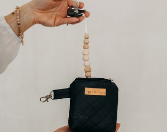 Waterproof Pacifier Bag black | Pacifier Pouch | Dummy Pouch | Pacifier Pocket | Pacifier Case | Baby Gift | schnullertaschen floral | black