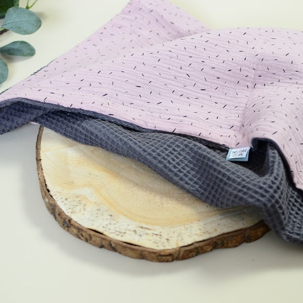 muslin waffle blanket for baby girls pink gray | deer Muslin blanket | Double gauze baby blanket waffle | kuscheldecke | stroller blanket
