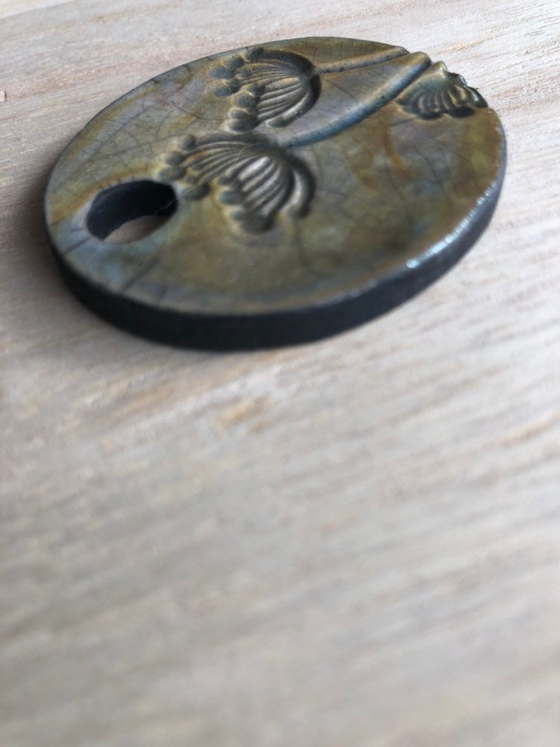 Raku ceramic pendant