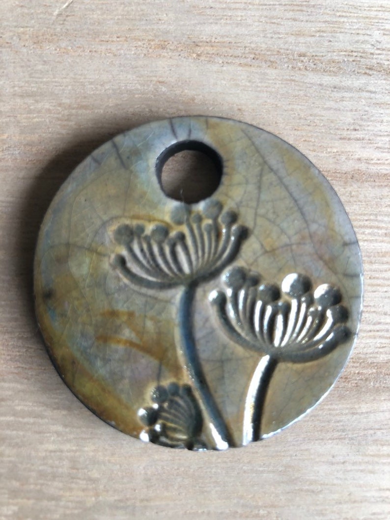 Raku ceramic pendant