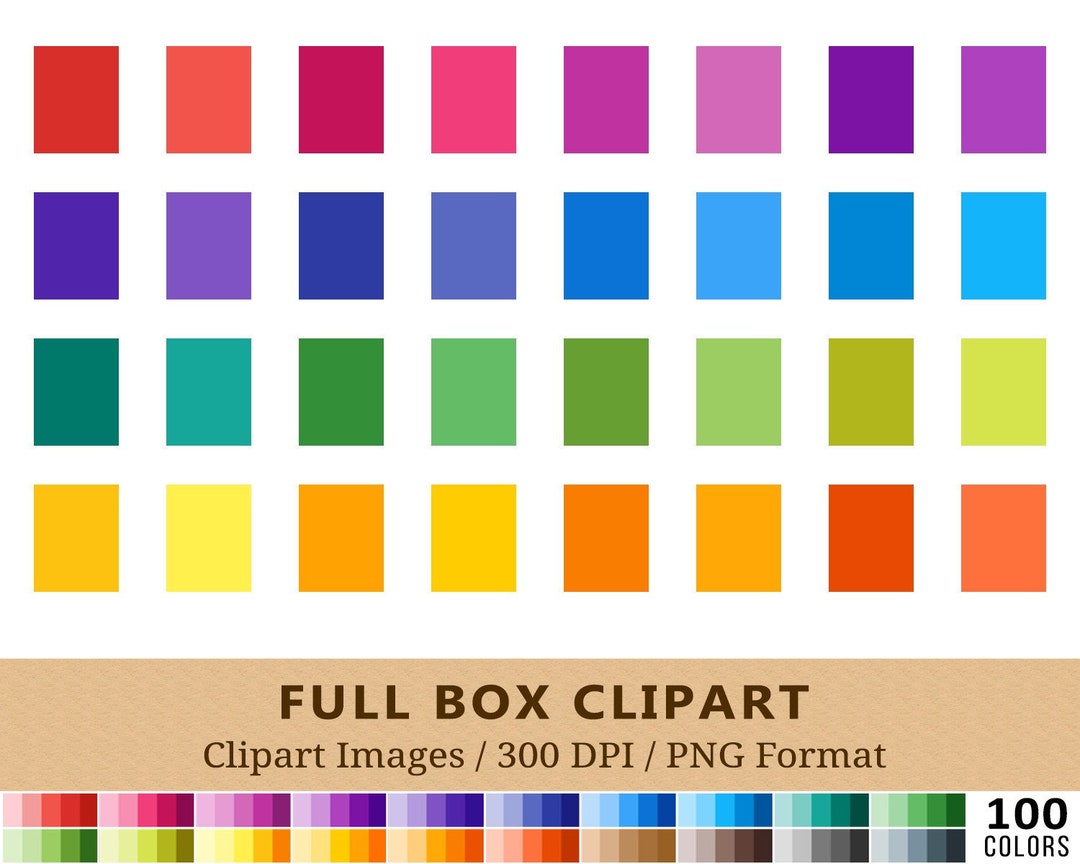 100 Solid Full Box Clipart, Planner Supplies, Full Boxes Clip Art ...