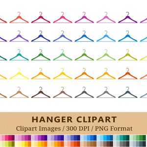 100 Clothes Hanger Clipart, Laundry Clip Art, Rainbow Clothing Shirt Coat Planner Stickers, Instant Download, Storage Icons, Vector + PNGs