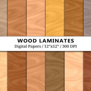 Wood Laminates Digital Paper, Wooden Texture Scrapbook Paper, Brown Shades, Scrapbooking, Wave Tree Lines, Instant Download, Commercial Use