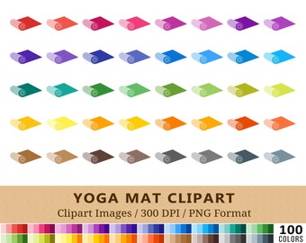 100 Yoga Ma Clipart, Weight Loss Clip Art, Rainbow Fitness Planner Stickers, Instant Download, Gym Exercise Sports Icons, Vector + PNGs